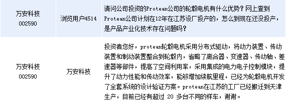 萬安科技:protean輪轂鐵路電機西瑪電機已有20余臺樣機